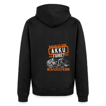 lustiger radfahrer spruch radsportler alter mann - Unisex Premium Bio Zip Hoodie - Schwarz - Hinten - Nico (187cm)