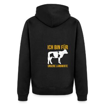 Ich Bin Für Unsere Landwirte Bauer Bauernhof Agrar - Unisex Premium Bio Zip Hoodie - Schwarz - Hinten - Nico (187cm)