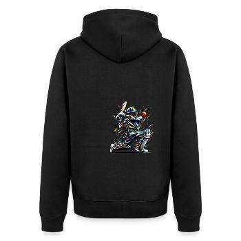 Polygon Art Cricketer Batsman Cricket Bowler - Unisex Premium Organic Zip Hoodie - black - Back - Nico (187cm)