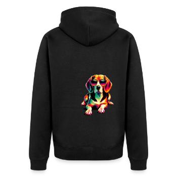 Bunte Pop Art Sonnenbrille Beagle Hund Beagles - Unisex Premium Bio Zip Hoodie - Schwarz - Hinten - Nico (187cm)