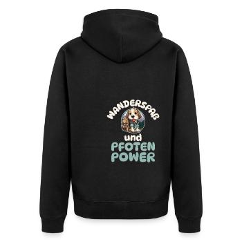 Wanderspaß und Pfotenpower - Wandern - Hunde - Unisex Premium Bio Zip Hoodie - Schwarz - Hinten - Nico (187cm)