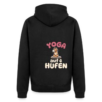 Yoga auf 4 Hufen - Pferde Yoga - Unisex Premium Bio Zip Hoodie - Schwarz - Hinten - Nico (187cm)
