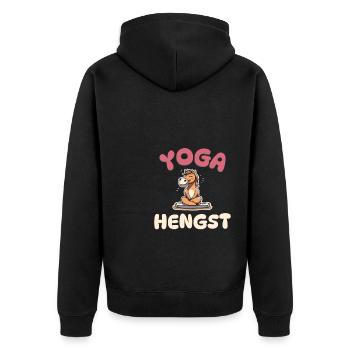 Yoga Hengst - Pferde Yoga - Unisex Premium Bio Zip Hoodie - Schwarz - Hinten - Nico (187cm)