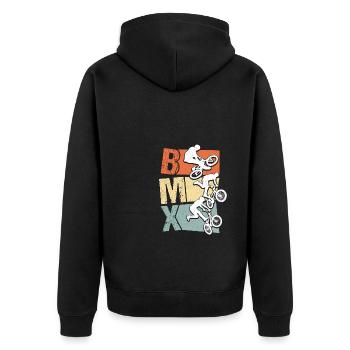 BMX Farbe Fahrrad Fans Rad Biker BMX Fahradfahrer - Unisex Premium Bio Zip Hoodie - Schwarz - Hinten - Nico (187cm)