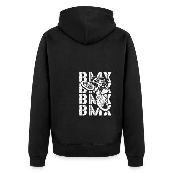 BMX Farbe Fahrrad Fans Rad Biker BMX Fahradfahrer - Unisex Premium Bio Zip Hoodie - Schwarz - Hinten - Nico (187cm)