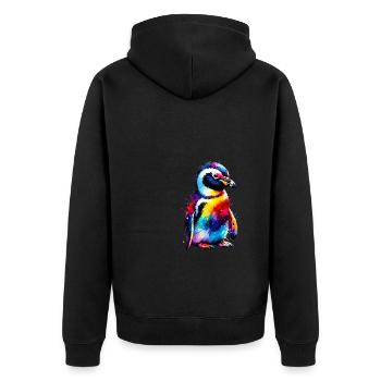 Splash Art coloré pingouin amant pingouins - Veste à capuche bio Premium Unisexe - noir - Dos - Nico (187cm)