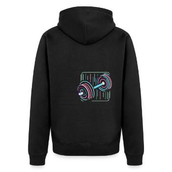 Langhantelgewichte Gewichtheben Gewichtheber Fitnessstudio - Unisex Premium Bio Zip Hoodie - Schwarz - Hinten - Nico (187cm)