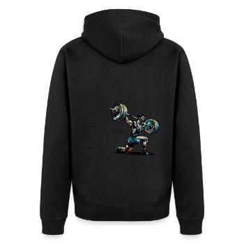 Polygon Art Weightlifter Weights Weightlifting Gym - Unisex Premium Organic Zip Hoodie - black - Back - Nico (187cm)
