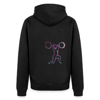 Weightlifter Weights Weightlifting Gym - Unisex Premium Organic Zip Hoodie - black - Back - Nico (187cm)