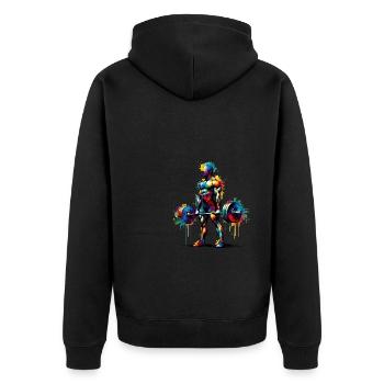 Bunte Splash Art Gewichtheber Gewichtheber Gewichte - Unisex Premium Bio Zip Hoodie - Schwarz - Hinten - Nico (187cm)