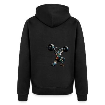 Polygon Art Weightlifter Weights Weightlifting Gym - Unisex Premium Organic Zip Hoodie - black - Back - Nico (187cm)