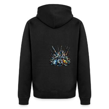 Polygon Art Fishing Rod Fish Angler Fisherman - Unisex Premium Organic Zip Hoodie - black - Back - Nico (187cm)