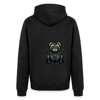 Mandala Art Weasels Ferret Weasel Lover - Unisex Premium Organic Zip Hoodie - black - Back - Nico (187cm)