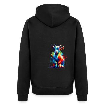 Colorful Splash Art Goats Farm Animal Goat Lover - Unisex Premium Organic Zip Hoodie - black - Back - Nico (187cm)