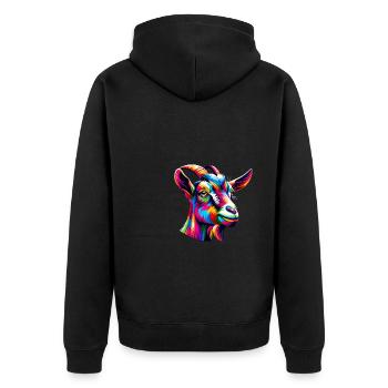 Colorful Pop Art Goats Farm Animal Goat Lover - Unisex Premium Organic Zip Hoodie - black - Back - Nico (187cm)