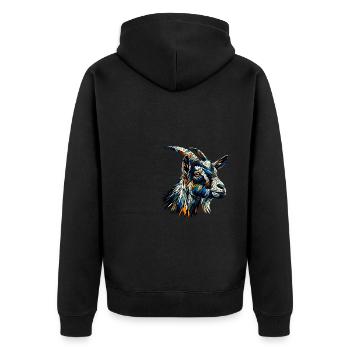 Polygon Art Ziegen Bauernhoftier Ziegenliebhaber - Unisex Premium Bio Zip Hoodie - Schwarz - Hinten - Nico (187cm)