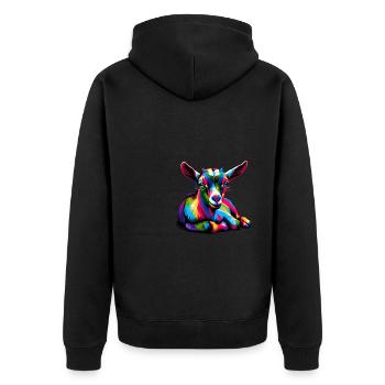 Colorful Pop Art Goats Farm Animal Goat Lover - Unisex Premium Organic Zip Hoodie - black - Back - Nico (187cm)