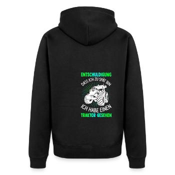 Sorry I'm late, I've got tract - Unisex Premium Organic Zip Hoodie - black - Back - Nico (187cm)
