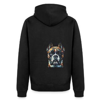 Polygon Art Boxer Hund Boxer - Unisex Premium Bio Zip Hoodie - Schwarz - Hinten - Nico (187cm)