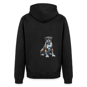 Polygon Art Boxer Hund Boxer - Unisex Premium Bio Zip Hoodie - Schwarz - Hinten - Nico (187cm)