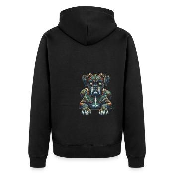 Mandala Art Boxer Hund Boxer - Unisex Premium Bio Zip Hoodie - Schwarz - Hinten - Nico (187cm)