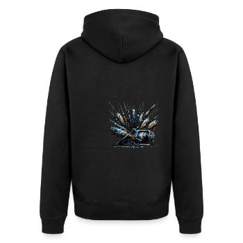 Polygon Art Ice Fishing Fish Fisherman Angler - Unisex Premium Organic Zip Hoodie - black - Back - Nico (187cm)