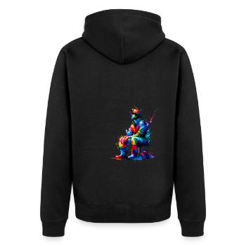 Bunte Splash Art Eisfischen Fischfischer Fischer - Unisex Premium Bio Zip Hoodie - Schwarz - Hinten - Nico (187cm)