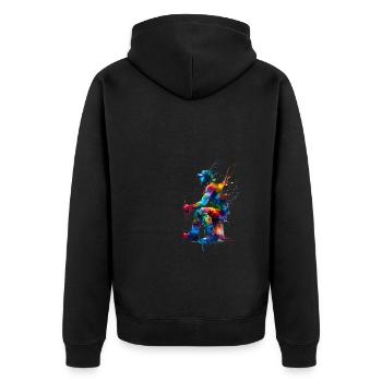 Bunte Splash Art Eisfischen Fischfischer Fischer - Unisex Premium Bio Zip Hoodie - Schwarz - Hinten - Nico (187cm)