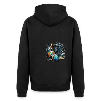 Polygon Art Frisbee Disc Golf Player Flying Discs - Unisex Premium Organic Zip Hoodie - black - Back - Nico (187cm)