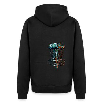 Polygon Art Frisbee Disc Golf Player Fliegende Scheiben - Unisex Premium Bio Zip Hoodie - Schwarz - Hinten - Nico (187cm)