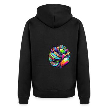 Pop Art Frisbee Disc Golf Player Flying Discs - Unisex Premium Organic Zip Hoodie - black - Back - Nico (187cm)