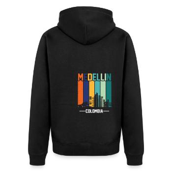 Medellin Kolumbien Kolumbianer Geschenk Colombia - Unisex Premium Bio Zip Hoodie - Schwarz - Hinten - Nico (187cm)