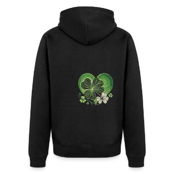 Shamrock coeur irlandais St Patricks Day manigances - Veste à capuche bio Premium Unisexe - noir - Dos - Nico (187cm)