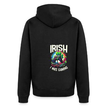 Irisch Ich habe St. Patricks Day Videospieler gespielt - Unisex Premium Bio Zip Hoodie - Schwarz - Hinten - Nico (187cm)