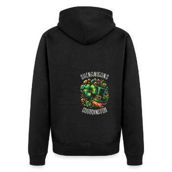 Coordinateur des manigances Leprechaun Hat St Patricks - Veste à capuche bio Premium Unisexe - noir - Dos - Nico (187cm)