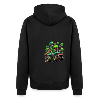 St Patricks jour dinosaure Leprechaun Monster Truck - Veste à capuche bio Premium Unisexe - noir - Dos - Nico (187cm)
