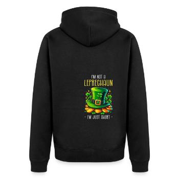 Ich bin kein Kobold, ich bin nur ein kleiner St. Patricks - Unisex Premium Bio Zip Hoodie - Schwarz - Hinten - Nico (187cm)