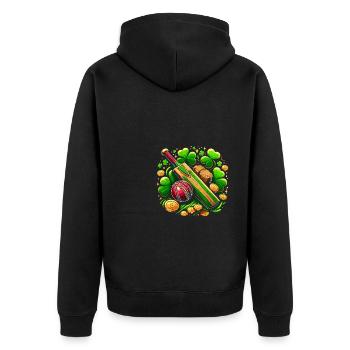 Cricket Kleeblatt St. Patricks Day Cricketspieler Heiliger - Unisex Premium Bio Zip Hoodie - Schwarz - Hinten - Nico (187cm)