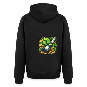 Feldhockey Kleeblatt St. Patricks Day Schabernack - Unisex Premium Bio Zip Hoodie - Schwarz - Hinten - Nico (187cm)
