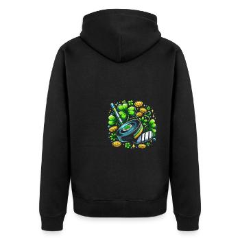 Eishockey Kleeblatt St. Patricks Day Schabernack - Unisex Premium Bio Zip Hoodie - Schwarz - Hinten - Nico (187cm)