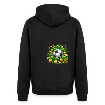 Soccer Shamrock St Patricks Day Shenanigans Clover - Unisex Premium Organic Zip Hoodie - black - Back - Nico (187cm)