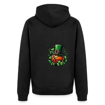 Basketball Clover St Patricks Day Basketballer - Unisex Premium Organic Zip Hoodie - black - Back - Nico (187cm)