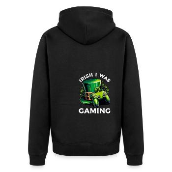 Irisch Ich habe St. Patricks Day Videospieler gespielt - Unisex Premium Bio Zip Hoodie - Schwarz - Hinten - Nico (187cm)