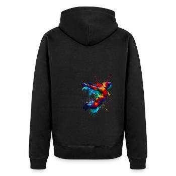 Splash Art Bungee Jumping Bungy Bungee Jumper - Unisex Premium Bio Zip Hoodie - Schwarz - Hinten - Nico (187cm)