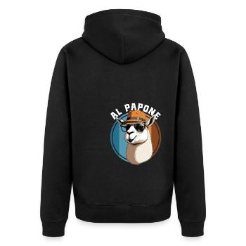 Al Papone lustiges Vatertagsgeschenk - Unisex Premium Bio Zip Hoodie - Schwarz - Hinten - Nico (187cm)