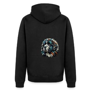 Polygon Art Newfoundland Dog Newfie - Unisex Premium Organic Zip Hoodie - black - Back - Nico (187cm)