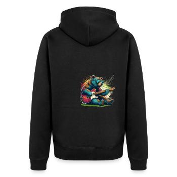 Splash Art Bear Playing Electric Guitar Guitars - Unisex Premium Organic Zip Hoodie - black - Back - Nico (187cm)