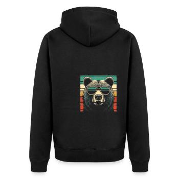 Vintage Grizzly Bär Sonnenbrille Bären - Unisex Premium Bio Zip Hoodie - Schwarz - Hinten - Nico (187cm)