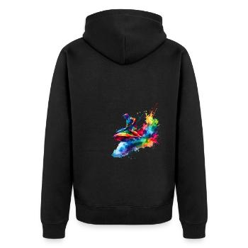 Colorful Splash Art Jetskiing Jetski Jetskier - Unisex Premium Organic Zip Hoodie - black - Back - Nico (187cm)