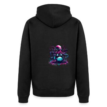 Oktopus Schlagzeug spielen Schlagzeug - Unisex Premium Bio Zip Hoodie - Schwarz - Hinten - Nico (187cm)